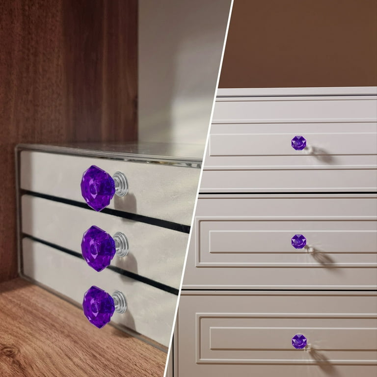 purple crystal dresser knobs Uxcell 6 Pcs Crystal Drawer Knobs 24 mm Dresser Pulls Knobs for Cupboard, Purple/Silver, Size: 40 mm, Red