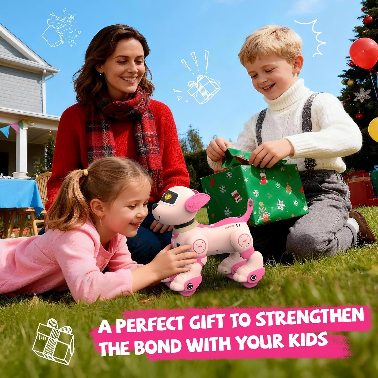 Robot Dog , RC Smart Programmable Robotic Puppy Interactive Touch Music Remote Control Follow Mode Fun Educational Learning Rechargeable Pink