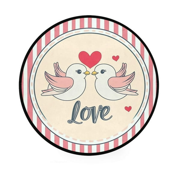 BZSMCE Round Decorative Floor Mat Lovebirds in Harmony Pattern 36.2IN