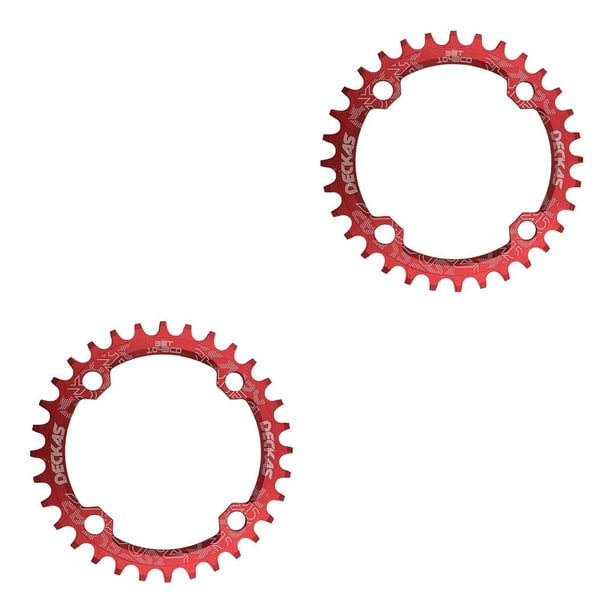 Greeniant Juego de bielas, placa de disco de dientes, piñón estrecho 104BCD, bicicletas de montaña de carretera, juego de cadenas de aleación con rojo y 38T 2piezas