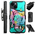 thumbnail image 1 of Compatible with iPhone 14 6.1" Hybrid Luxguard Holster Phone Case Cover (Teal Elephant), 1 of 2