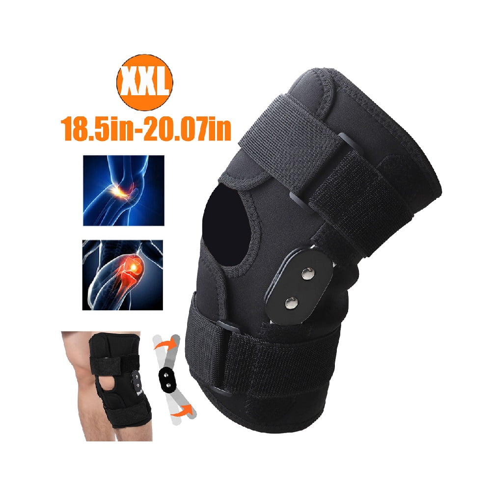 Knee Brace Hinged Compression Sleeve Joint Support Open Patella Stabilizer Wrap Size XXL