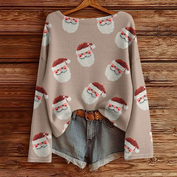 Fznquz Knit Sweaters Women Christmas Long Sleeve Sweaters Pullover Yellow Round Neck Winter Womens Fashion