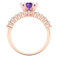 thumbnail image 4 of Clara Pucci 18K Rose Gold Round Cut 1Ct Natural Amethyst Engagement Ring + Matching Band - Luxury Box Included, 4 of 7