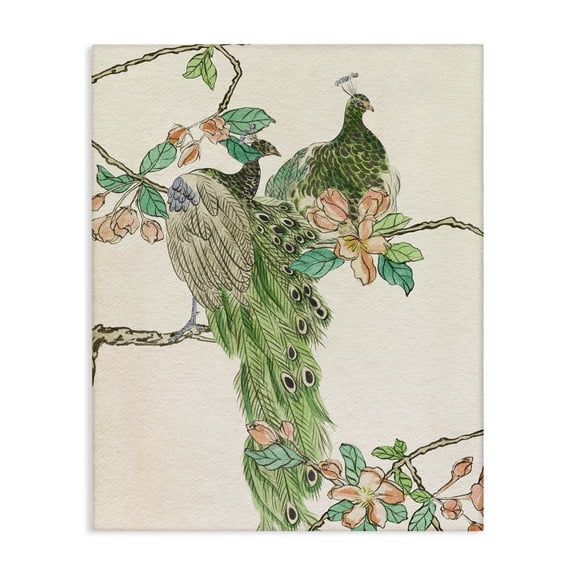 Stupell Industries Cottage Traditional Floral Peacock Canvas Art, 16 x 20, by Melissa Wang
