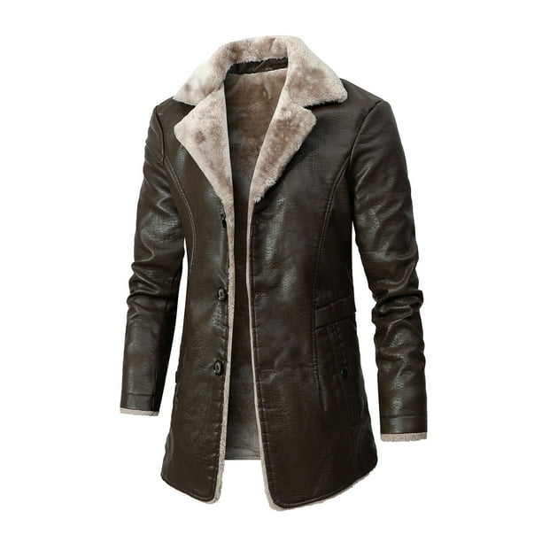 Chaquetas de Salida de Cuero Falso Para Hombres Sólidos Casuales En Espesor En Espesamiento de Cuero Artificial Gaza de Chaqueta Delgada Odeerbi ODB-4