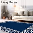 thumbnail image 2 of ODIKA 5'x7' Machine Washable Non-Slip Area Rug, Oceanic Wave Scroll Design with Seashell Border High Traffic Rug with Pad, Blue, 550206, 2 of 8