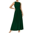 thumbnail image 2 of Htigea Summer Maxi Dresses for Women 2025 Sleeveless Casual Ruched High Waisted Tank Long Sundress Flowy Beach Dress Green,2XL, 2 of 9