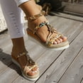 thumbnail image 4 of Womens Boho Beach Slides Sandals Summer Bohemian Braided Platform Wedge Slingback Dress Sandals, 4 of 6