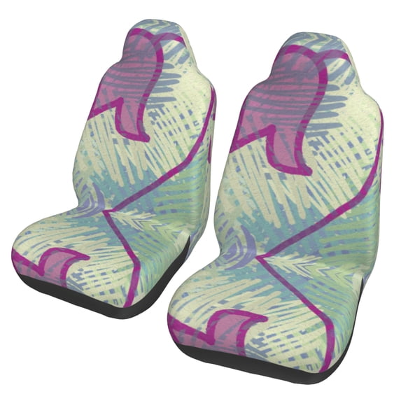 ZICANCN Car Seat Covers Front Seats Only,Green Line Graffiti Art Automotive Seat Covers Protectors for Cars Trucks Suv 2 Pack