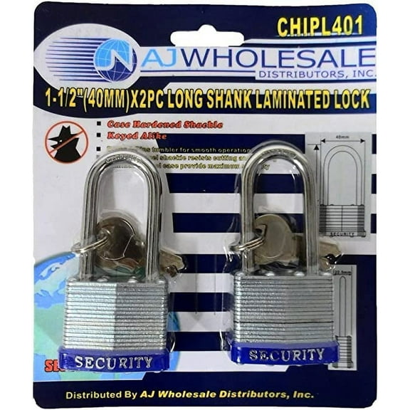 1.5" Long Shank Locks (2-Pack Keyed Alike)