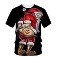 thumbnail image 2 of Rave Party Hip Hop hombres Navidad Elk Santa Claus 3d Hd impreso camiseta moda tendencia cuello redondo suelta calle fiesta ropa 6xl, 2 of 4