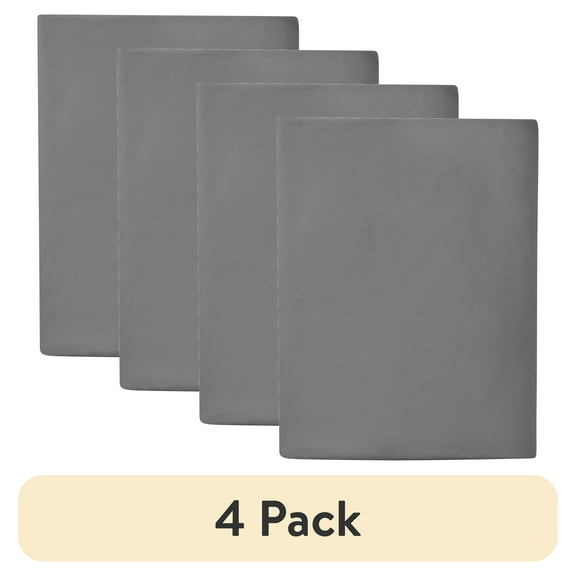 (4 pack) Mainstays Easy Care 300 Thread Count Solid Soothing Gray CVC Cotton Blend Fitted Sheet, Full (Adult)