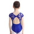 thumbnail image 3 of DPOIS Kids Girls Short Sleeves Floral Lace Cutout Back Ballet Dance Gymnastics Leotard Jumpsuit, 3 of 7