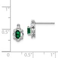 thumbnail image 3 of 925 Sterling Silver Rhodium-plated Created Emerald & Diam. Earrings; for Adults and Teens; for Women and Men, 3 of 3