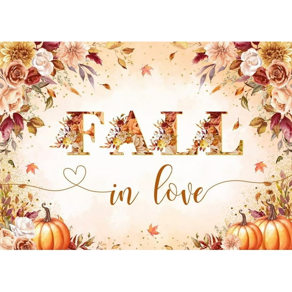 Fall in Love Backdrop Fall Bridal Shower Photography Background Autumn Wedding Anniversary  Party Decorations Banner Supplies Photo Booth Props