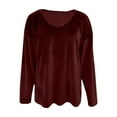 thumbnail image 5 of GaThRRgYP Womens Long Sleeve T Shirt,Women'S Solid-Color V-Neck Casual Long-Sleeved Pullover Top Wine L, 5 of 9