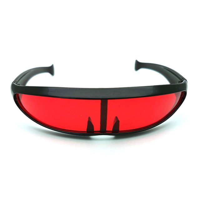 Gafas rre estrechas lentes rojas marco negro espacio Monolens Punk Cosplay disfraz novedad escudo gafas BLESIY anteojos estrechos