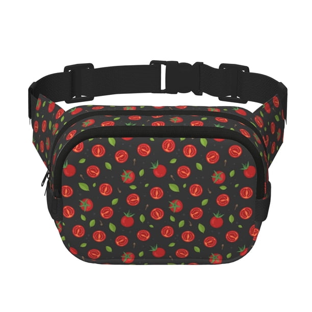 Fotbe Tomatoes1 Cangurera Cuadrada con Estampado de Doble Capa, Bolsa de Cintura Ajustable Mini para Hombres y Mujeres