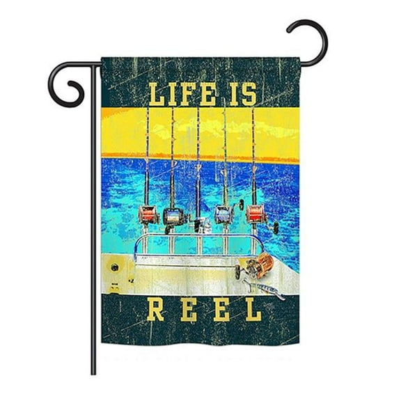 Breeze Decor BD-SP-G-109058-IP-BO-D-US18-SB G159058-BO Life Is Reel Interests Sports Impressions Decorative Vertical 13 x 18.5 in. Double Sided Garden Flag