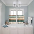 thumbnail image 3 of Farmhouse Teal Brown Kitchen Curtains Small Short 39 Inch Length, Retro Ombre Wooden Grommet Top Bedroom Living Room Curtains, Light Filtering Cafe Curtain Drapes 2 Panels Set 55''x39'', 3 of 9