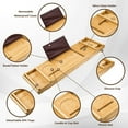 thumbnail image 3 of Premium Bamboo Bathtub Tray Caddy for Tub - Expandable Foldable Bath Tray - Unique House Warming Gifts, New Home, Anniversary & Wedding Gifts for Couple, Bath Table Bridal Shower Gift, 3 of 5