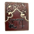 thumbnail image 5 of Western Men's Genuine Leather Floral Tooled Laser Cut Praying Cowboy Wallet in 9 colors, 5 of 5