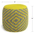 thumbnail image 3 of Exlonjet 18 Inch Boho Round Woven Outdoor/ Indoor Pouf in Grey and Yellow Recycled PET Polyester, For the Living Room, Bedroom and, 3 of 9