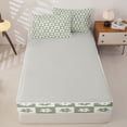 thumbnail image 4 of Erosebridal Fresh Daisy Floral Pattern Zipper Full Size Comforter Sets with Fitted Sheet and 2 Pillowcases,Grid Check Print Zipper Bedding Set,Sage Green White,Grey Reversible, 4 of 6