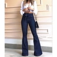 thumbnail image 4 of Womens Denim Pants High Waist Boot Cut Trousers Skinny Bell Bottom Mom Jeans Blue XXL, 4 of 8