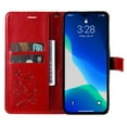 thumbnail image 7 of Nalacover For iPhone 16 Case,Slim Embossed Butterfly PU Leather and Soft Inner TPU Flip Kickstand Magnetic Closure Card Slots Wallet Shockproof Cover with Wrist Strap,Red, 7 of 7