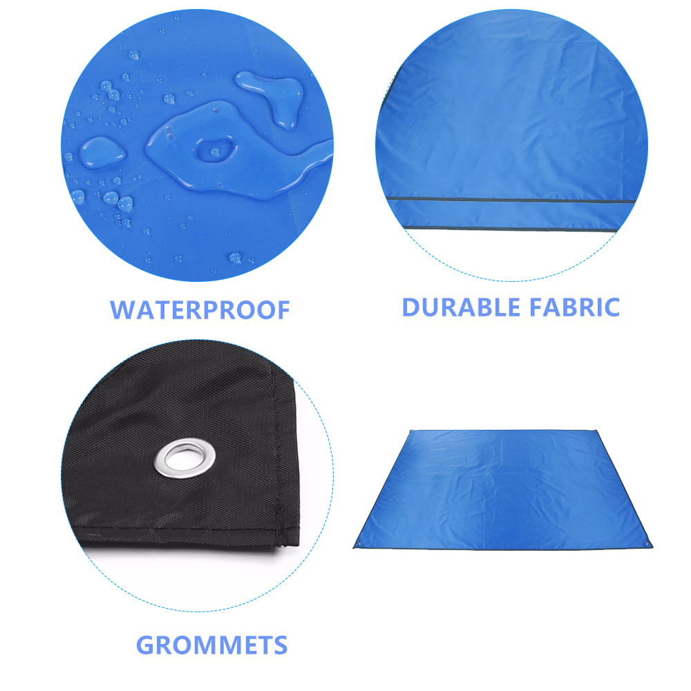 for Camping Foldable Pocket Blanket Beach 1.9 m x 1.27 m 140 grams 1 or 2 person Lightweight Travelers Ground Sheet Hiking or Picnic - Water Resistant