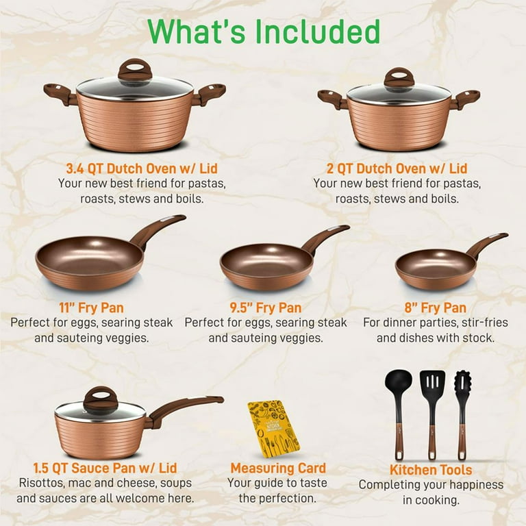 NutriChef Kitchenware Pots & Pans - Stylish Kitchen Cookware Set