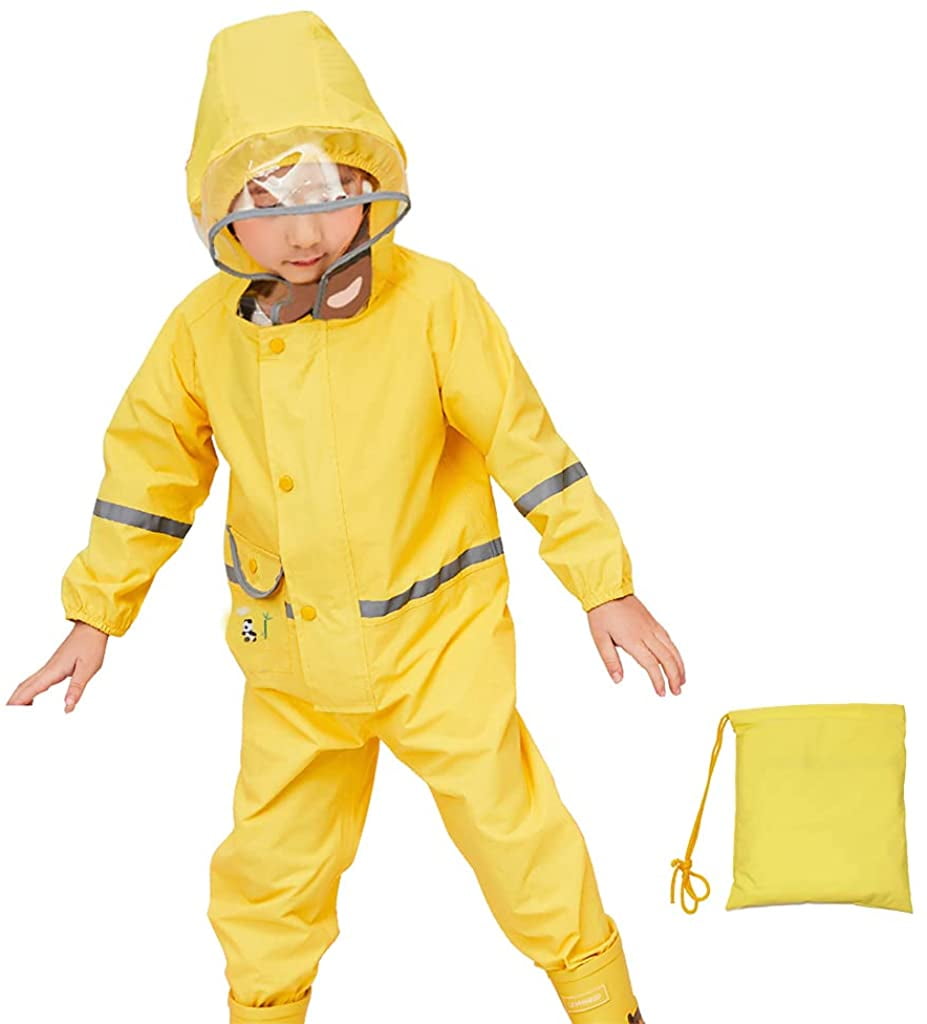 Kids One Piece Rain Suit Boys Girls Waterproof Rainsuit Toddler Rain
