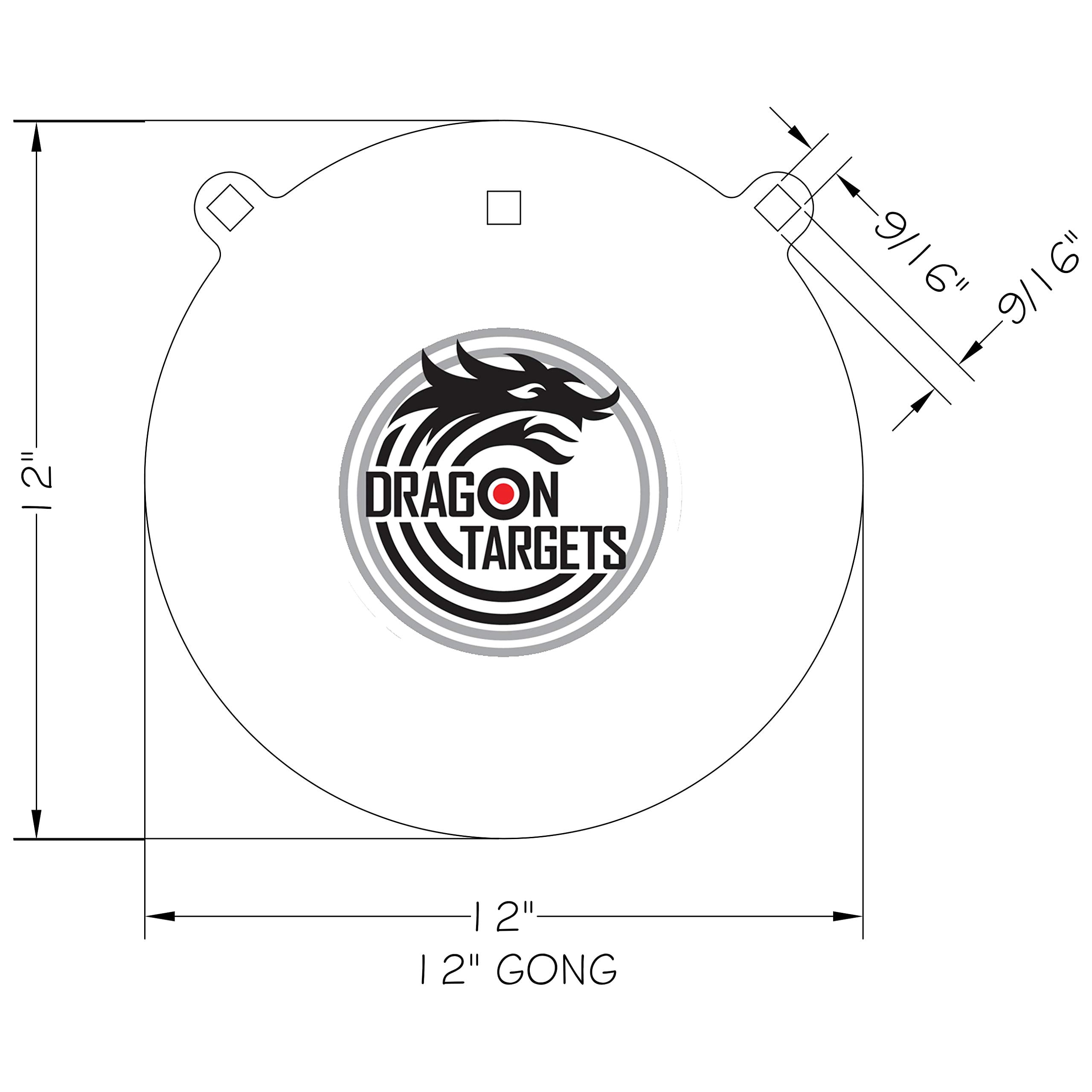Dragon Targets AR500 Steel Targets 1/2 inch Thick Laser Cut, Painted AR500 Gong Targets for Shooting, Steel Targets for Shooting Made in USA (12 in)
