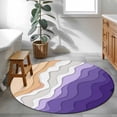 thumbnail image 3 of Round Rugs 3Ft, Purple Coastal Beach Round Area Rug Washable Indoor Throw Carpet, Modern Gradient Abstract Sea Waves Small Non Slip Circle Rug for Bedroom Living Room Home Decor Aesthetic, 3 of 8