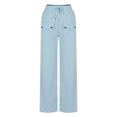 thumbnail image 4 of Cmfcve Women's Casual Pants & Capris Solid Color High Waist Straight Pants Casual Pocket Button Drawstring Sweatpants, 4 of 5