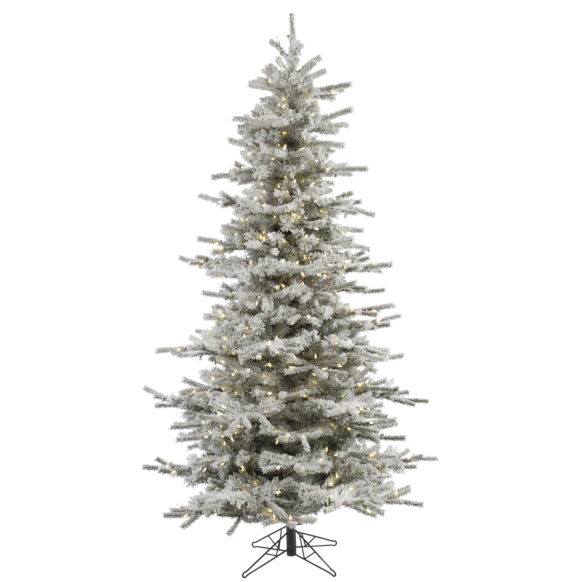 Vickerman 7.5' Flocked Sierra Fir Slim Artificial Christmas Tree, Pure White Single Mold LED lights - image 2 of 7