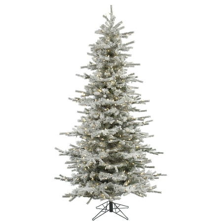 Vickerman 10 Flocked Sierra Fir Slim Artificial Christmas Tree 1100 Warm White LED lights