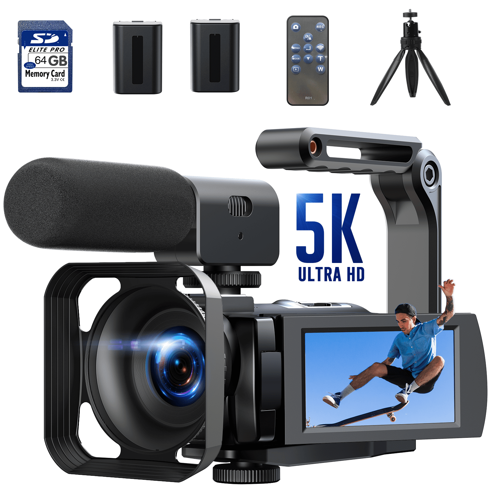 Campark 5K 25FPS Video Camera 56MP Photo Dual Lens 3”Touch Screen Digital Camcorder