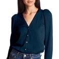 thumbnail image 2 of 1. STATE Womens Navy Long Sleeve V Neck Top Size: XXS, 2 of 3