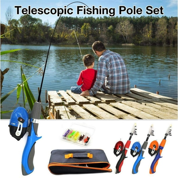 KCSD Telescopic Fishing Pole Kit Beginner Children's Fishing Rod Set  Lightweight Portable Telescopic Fishing Rod and Reel Combo Kits Kids Fishing  Poles for Boys Girls 