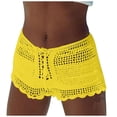 thumbnail image 1 of Women's Summer Solid Color Knitted Sexy Hollow Out Drawstring Beach Shorts And Swimming Trunks, 1 of 6
