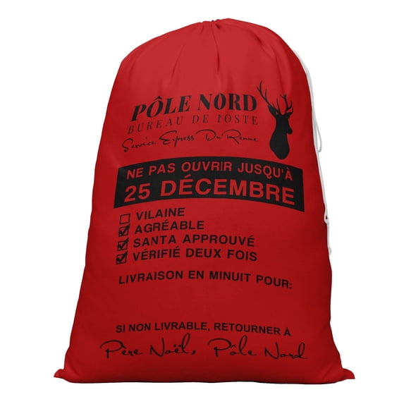 Printtoo 2 Pcs Large Santa Sacks With Drawstring Canvas Xmas Gifts Bags For Kids Christmas 27x20 Inch