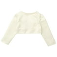 thumbnail image 4 of Fldy Kids Flower Girls Cover Up Bolero Long Sleeve Floral Embroidery Pageant Wedding Shrug Cardigan Champagne 90, 4 of 7