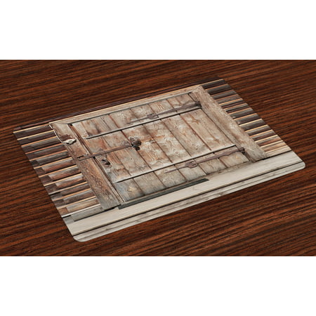 Rustic Placemats Set of 4 Timber Rustic Door in Wall of An Old Log House Ancient Abandoned Building Entrance Gate, Washable Fabric Place Mats for Dining Room Kitchen Table Decor,Brown, by
