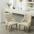thumbnail image 5 of Tan Solid Wood Frame Work - Button Tufted Aesthetic Appeal - Formal Dinner Party - Offers Elegant Seating Set of 2, 5 of 7