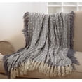 thumbnail image 3 of Delicate Tiny Stitched Pom Pom Tassel Trim Cozy Throw Blanket - 50" W x 60" L, 3 of 3