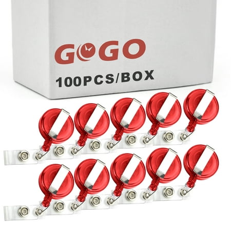 GOGO 100PCS Translucent ID Card Badge Holder Reels Bulk Best Office (Best Western Name Badges)