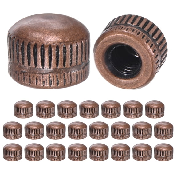 25-Pack Threaded Cap Nuts, M5x11mm Screw Caps for Light Fixture, Female Knurled Knob Nut for Ceiling Light Cover Replacement [Red Bronze]